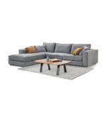 Canapé TULIPE moderne en velours gris, fabriqué sur mesure