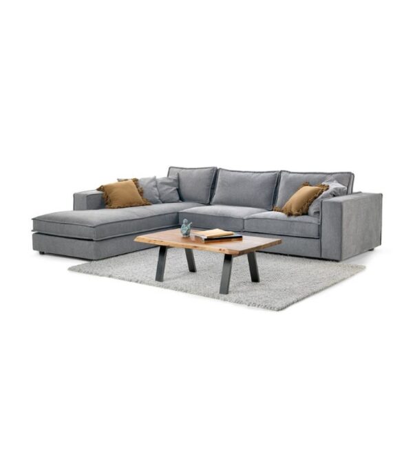 Canapé TULIPE moderne en velours gris, fabriqué sur mesure
