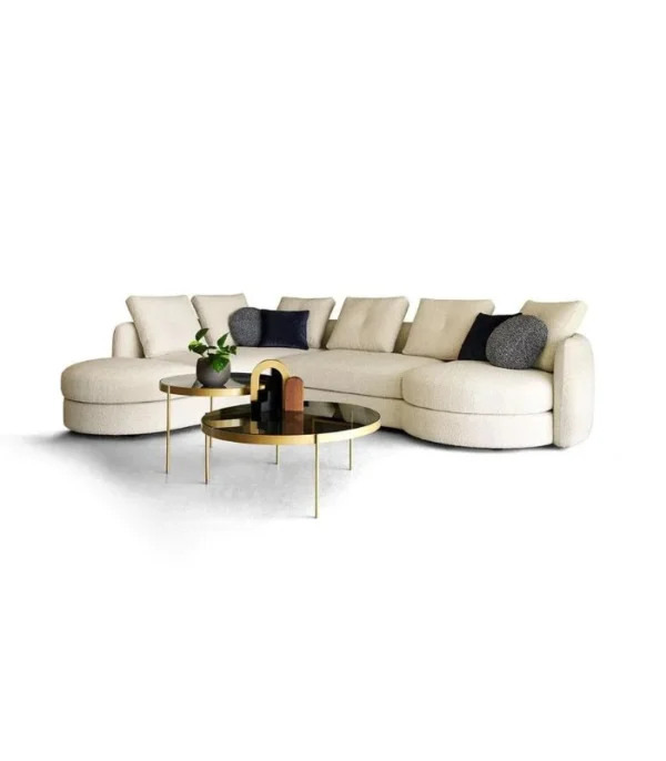canapé BELLONA en tissu bouclette haut de gamme, design arrondi moderne
