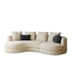 Canapé design LOOMA en tissu bouclette beige avec formes arrondies