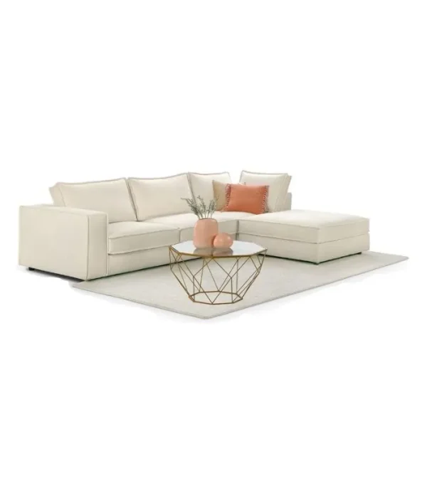 Canapé ARUM beige confortable avec pouf assorti