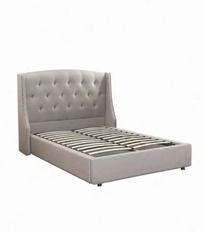 lit capitonné LUMIO gris avec tête de lit rembourrée